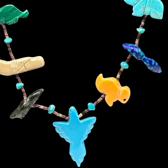 Zuni Turquoise Eagle Fetish Necklace Native American